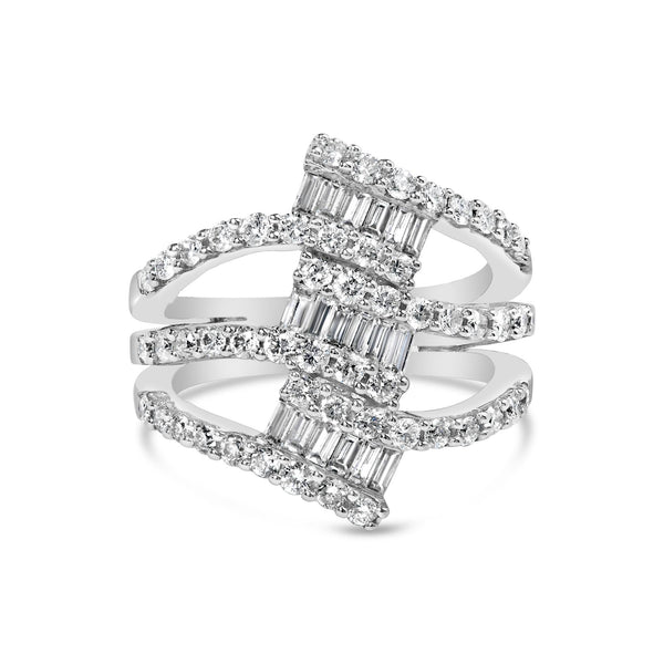 1 3/4 Ct. T.W. Diamond Multi Crossover and Split Shank Cocktail Ring in 18K White Gold, photo 1