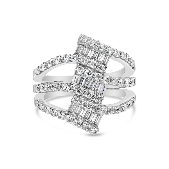 1 3/4 Ct. T.W. Diamond Multi Crossover and Split Shank Cocktail Ring in 18K White Gold, photo 1