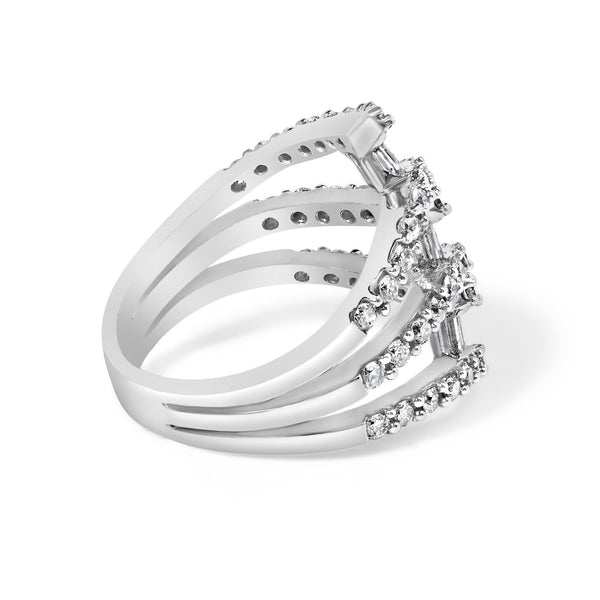 1 3/4 Ct. T.W. Diamond Multi Crossover and Split Shank Cocktail Ring in 18K White Gold, photo 2