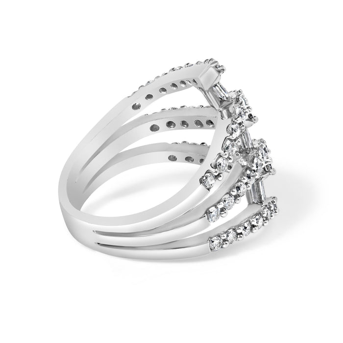 1 3/4 Ct. T.W. Diamond Multi Crossover and Split Shank Cocktail Ring in 18K White Gold, photo 2