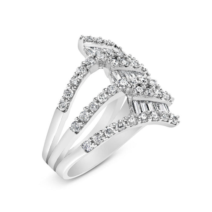 1 3/4 Ct. T.W. Diamond Multi Crossover and Split Shank Cocktail Ring in 18K White Gold, photo 4