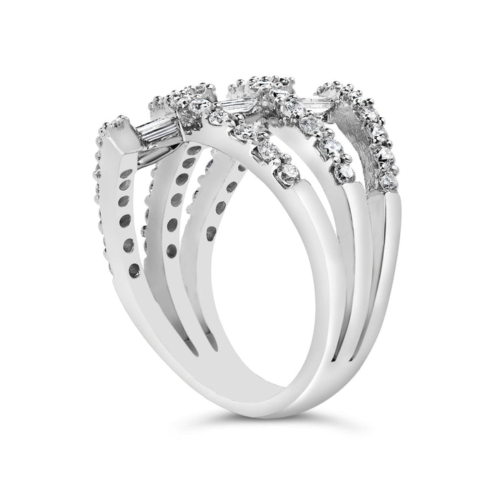 1 3/4 Ct. T.W. Diamond Multi Crossover and Split Shank Cocktail Ring in 18K White Gold, photo 5