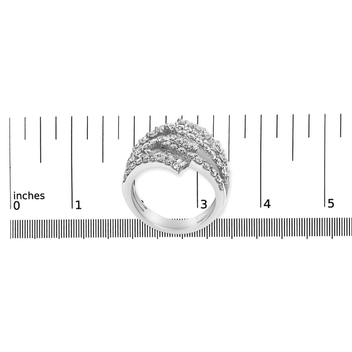 1 3/4 Ct. T.W. Diamond Multi Crossover and Split Shank Cocktail Ring in 18K White Gold, photo 7