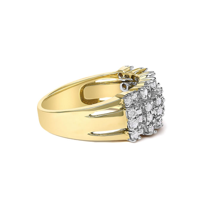 1 Ct. T.W. Round and Baguette Diamond Multi-Row Band Ring in 14K Yellow Gold, photo 2
