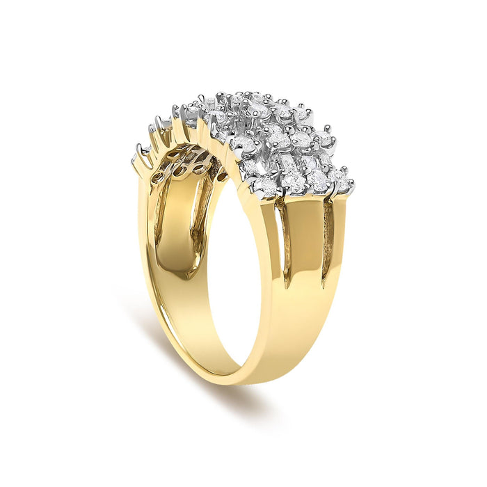 1 Ct. T.W. Round and Baguette Diamond Multi-Row Band Ring in 14K Yellow Gold, photo 5