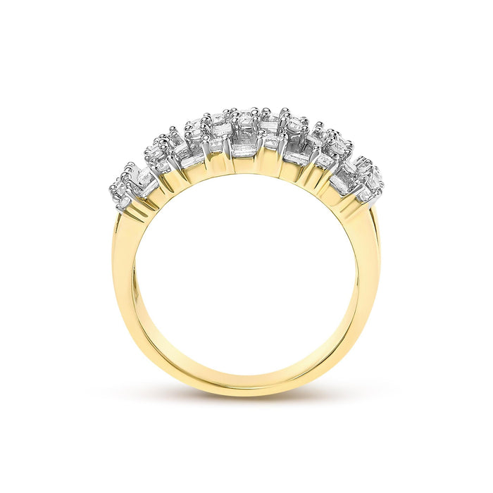 1 Ct. T.W. Round and Baguette Diamond Multi-Row Band Ring in 14K Yellow Gold, photo 6
