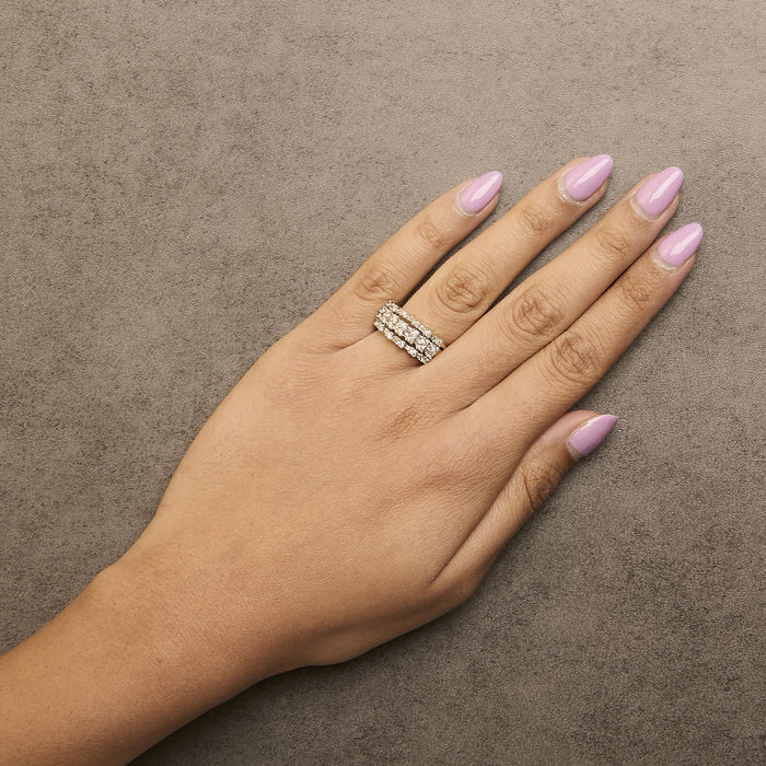 1 Ct. T.W. Round and Baguette Diamond Multi-Row Band Ring in 14K Yellow Gold, photo 3