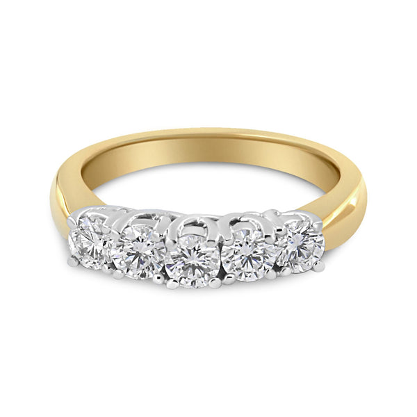 1 Ct. T.W. 4 Prong-Set Round-Cut Diamond Step Up 5 Stone Ring Band in 18K Yellow Gold, photo 2