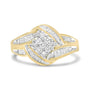 Anillo de racimo y remolino con diamantes de 3/4 ct. p.t. en oro amarillo y blanco de 10K, foto 1