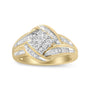 Anillo de racimo y remolino con diamantes de 3/4 ct. p.t. en oro amarillo y blanco de 10K, foto 5