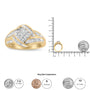 Anillo de racimo y remolino con diamantes de 3/4 ct. p.t. en oro amarillo y blanco de 10K, foto 8