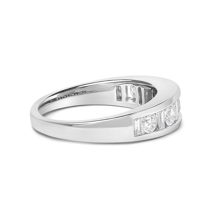 1 Ct. T.W. Alternating Round and Baguette Diamond Channel Band Ring in 14K White Gold, photo 2