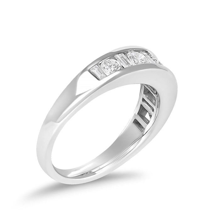 1 Ct. T.W. Alternating Round and Baguette Diamond Channel Band Ring in 14K White Gold, photo 4
