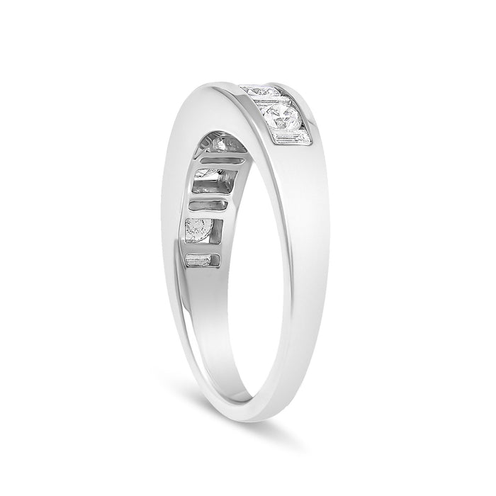 1 Ct. T.W. Alternating Round and Baguette Diamond Channel Band Ring in 14K White Gold, photo 5