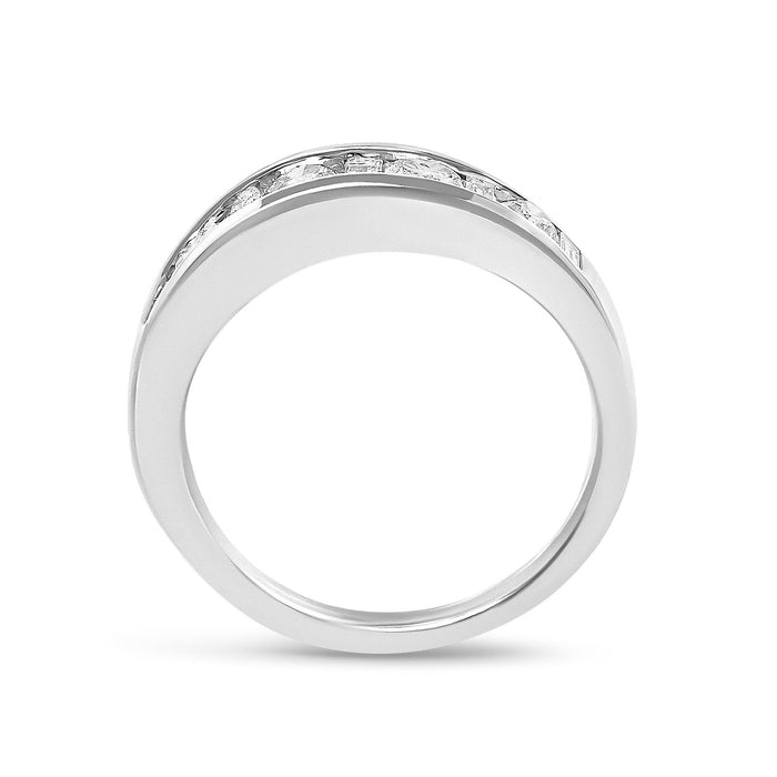 1 Ct. T.W. Alternating Round and Baguette Diamond Channel Band Ring in 14K White Gold, photo 6
