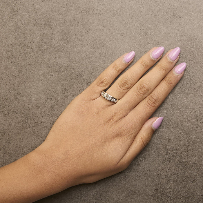 1 Ct. T.W. Alternating Round and Baguette Diamond Channel Band Ring in 14K White Gold, photo 3