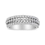 1 Ct. T.W. Prong-Set Round Diamond Split Shank Three Row Band Ring in 14K White Gold, photo 1