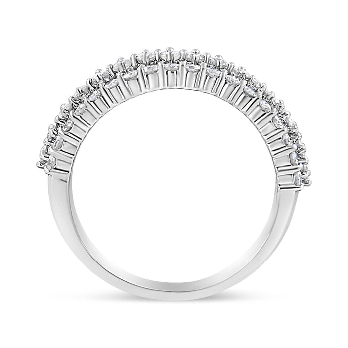 1 Ct. T.W. Prong-Set Round Diamond Split Shank Three Row Band Ring in 14K White Gold, photo 5