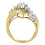 Anillo bypass en forma de S con diamantes baguette y redondos alternados de 1 ct. p.t. en oro de dos tonos de 10K, foto 4