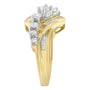 Anillo bypass en forma de S con diamantes baguette y redondos alternados de 1 ct. p.t. en oro de dos tonos de 10K, foto 6