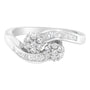 Anillo bypass con diamantes redondos y baguette de 1/2 ct. p.t. en oro blanco de 14K, color H-I, claridad I1-I2, foto 2
