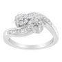 Anillo bypass con diamantes redondos y baguette de 1/2 ct. p.t. en oro blanco de 14K, color H-I, claridad I1-I2, foto 3