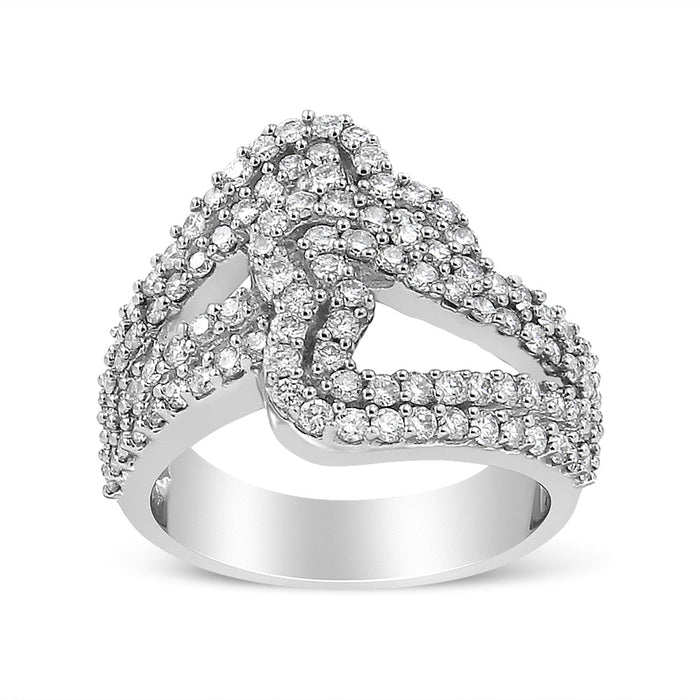 1 1/2 Ct. T.W. Diamond Open Double Heart Bypass Ring Band in 14K White Gold, photo 2