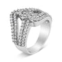1 1/2 Ct. T.W. Diamond Open Double Heart Bypass Ring Band in 14K White Gold, photo 4