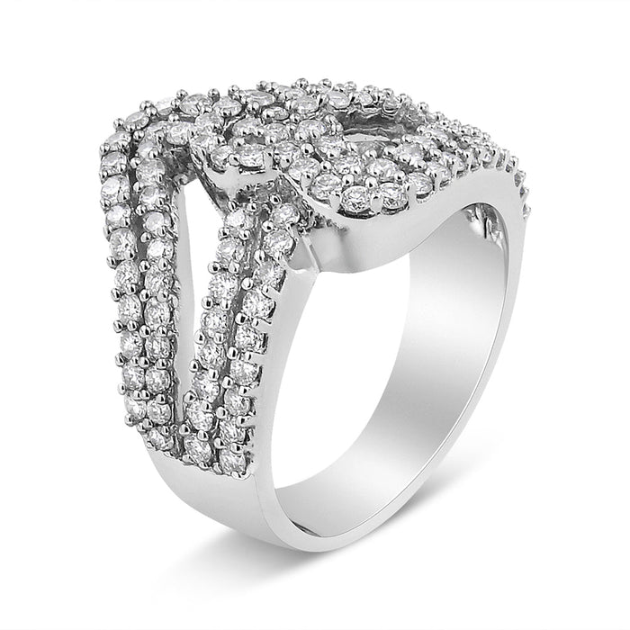 1 1/2 Ct. T.W. Diamond Open Double Heart Bypass Ring Band in 14K White Gold, photo 4