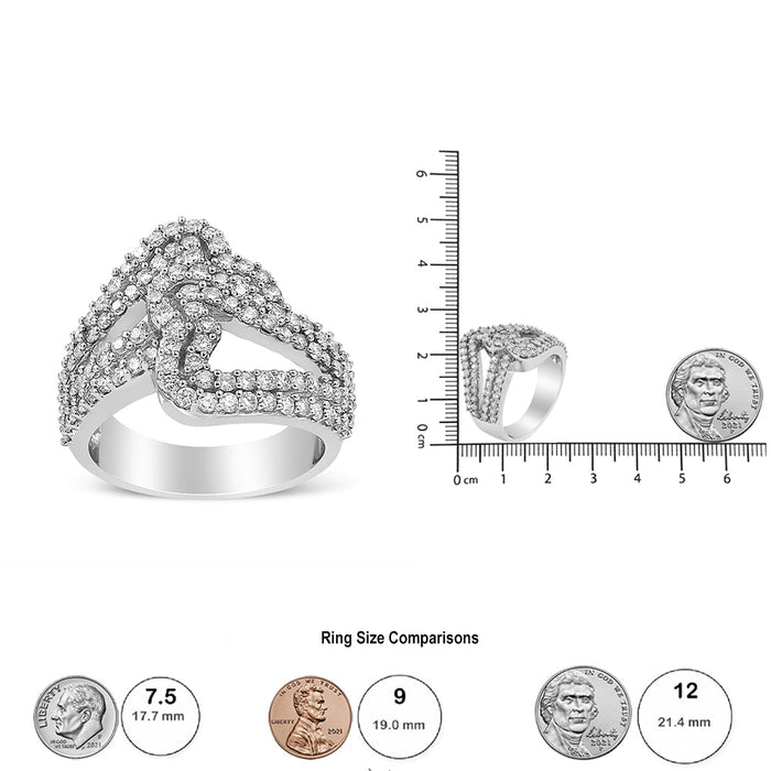 1 1/2 Ct. T.W. Diamond Open Double Heart Bypass Ring Band in 14K White Gold, photo 5
