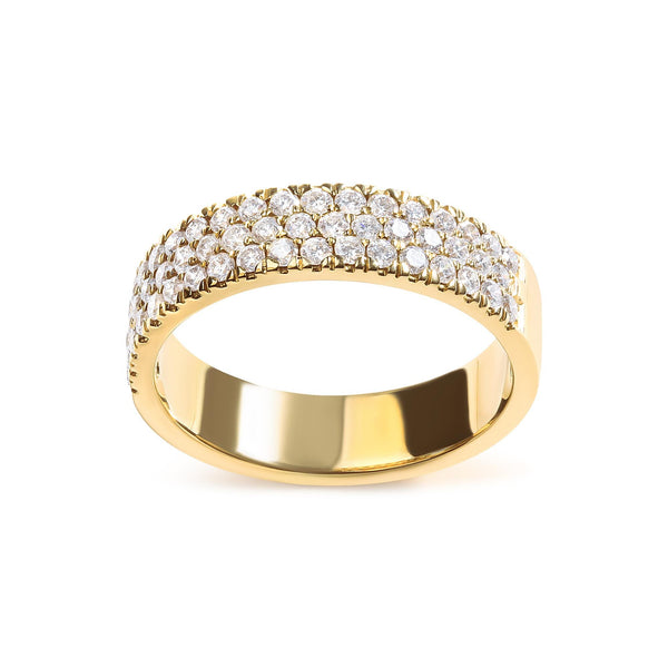 Anillo de banda pavé de varias hileras con diamantes de 3/4 ct. p.t. en oro amarillo de 14K, foto 1
