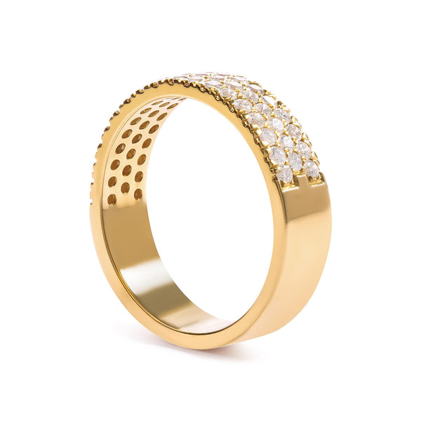 Anillo de banda pavé de varias hileras con diamantes de 3/4 ct. p.t. en oro amarillo de 14K, foto 2