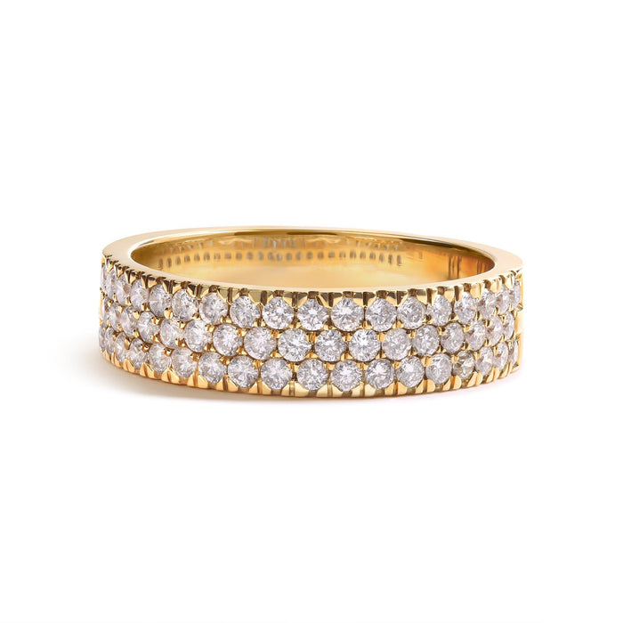 Anillo de banda pavé de varias hileras con diamantes de 3/4 ct. p.t. en oro amarillo de 14K, foto 4