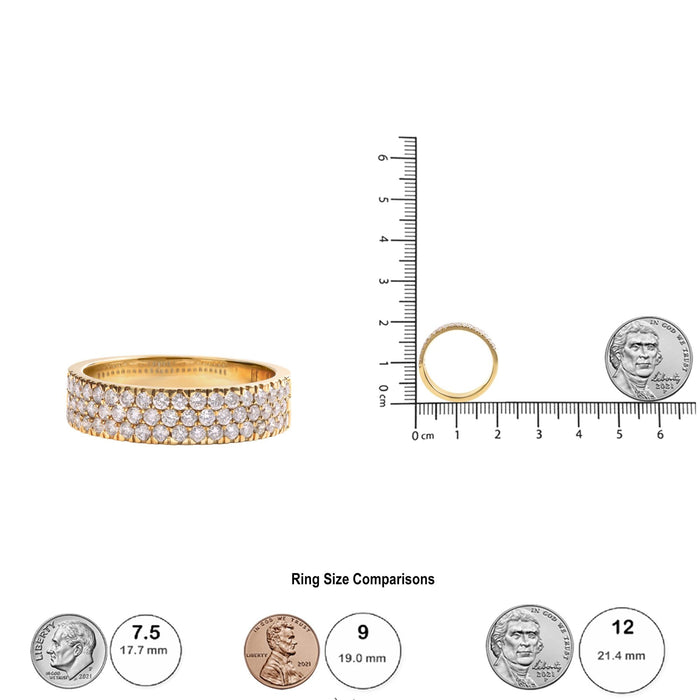 Anillo de banda pavé de varias hileras con diamantes de 3/4 ct. p.t. en oro amarillo de 14K, foto 5