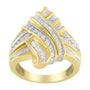 Anillo cruzado con diamantes de 1 ct. p.t. en oro amarillo de 10K, color H-I, claridad I2-I3, foto 3