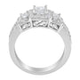 1 Ct. T.W. Round and Princess-Cut Diamond Three Stone Ring in 14K White Gold, photo 2