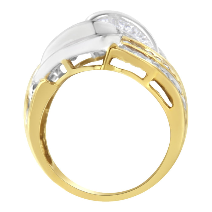 1 Ct. T.W. Channel-Set Round and Baguette-Cut Diamond Bypass Ring in 10K Two-Tone Gold, photo 2