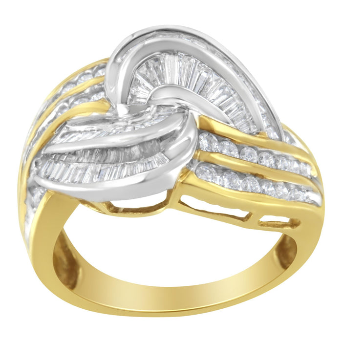 1 Ct. T.W. Channel-Set Round and Baguette-Cut Diamond Bypass Ring in 10K Two-Tone Gold, photo 4