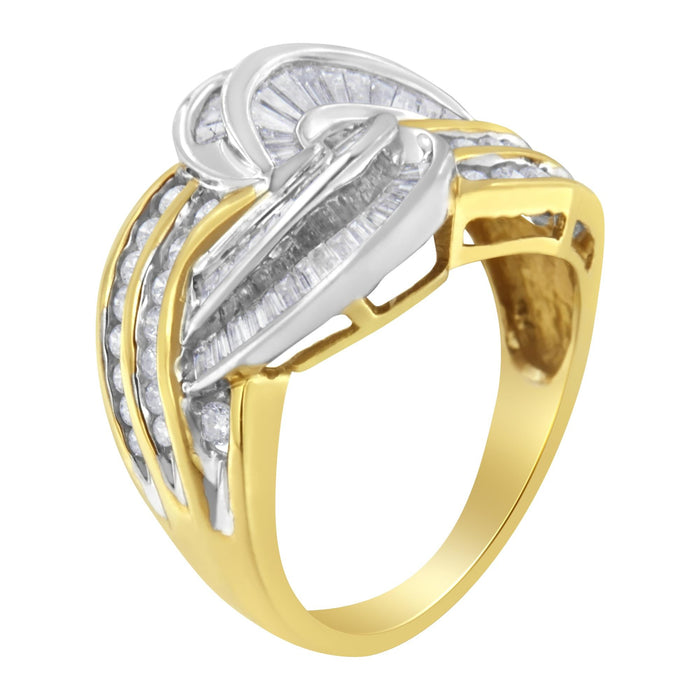 1 Ct. T.W. Channel-Set Round and Baguette-Cut Diamond Bypass Ring in 10K Two-Tone Gold, photo 5