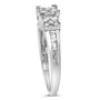 Anillo de compromiso con diamantes de 1/2 ct. p.t., diseño de 3 piedras con 3 racimos cuadrados en oro blanco de 10K, foto 5