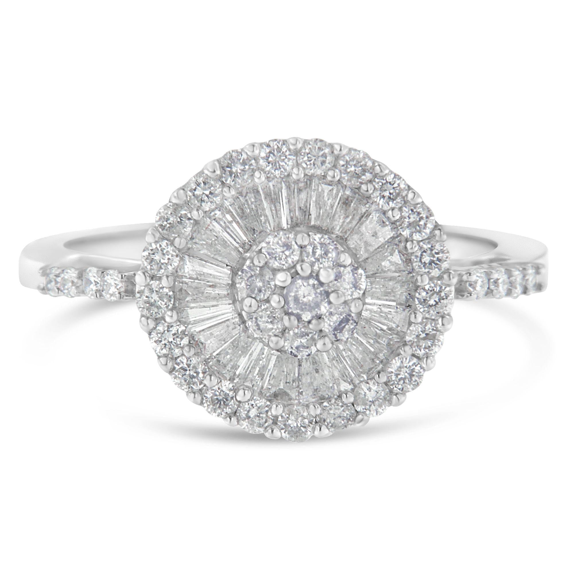 Anillo de cóctel con diamantes de 1 ct. p.t. en oro blanco de 10K, color H-I, claridad SI2-I1, foto 1