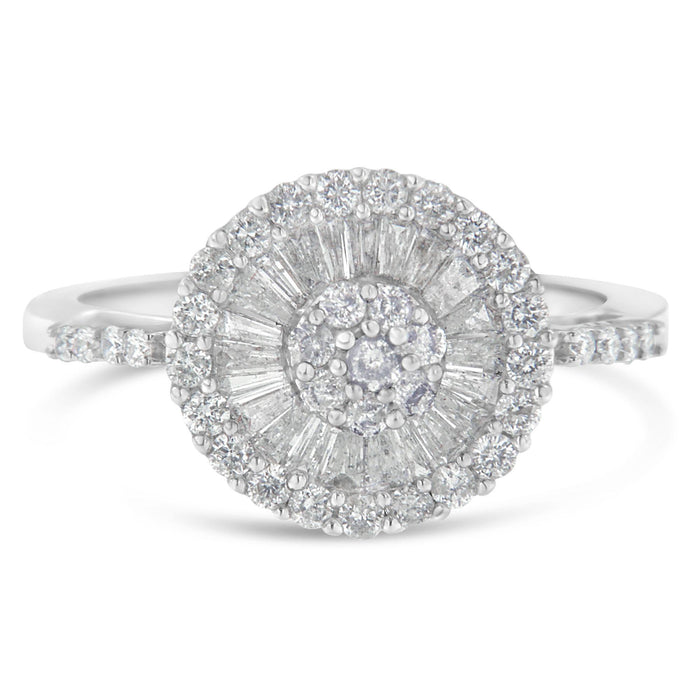 Anillo de cóctel con diamantes de 1 ct. p.t. en oro blanco de 10K, color H-I, claridad SI2-I1, foto 1