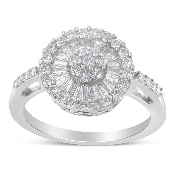 Anillo de cóctel con diamantes de 1 ct. p.t. en oro blanco de 10K, color H-I, claridad SI2-I1, foto 4
