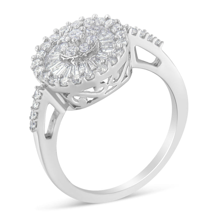 Anillo de cóctel con diamantes de 1 ct. p.t. en oro blanco de 10K, color H-I, claridad SI2-I1, foto 5