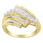 Anillo con diamantes redondos y baguette de 1/2 ct. p.t. en oro amarillo de 10K, foto 2
