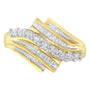 Anillo con diamantes redondos y baguette de 1/2 ct. p.t. en oro amarillo de 10K, foto 1