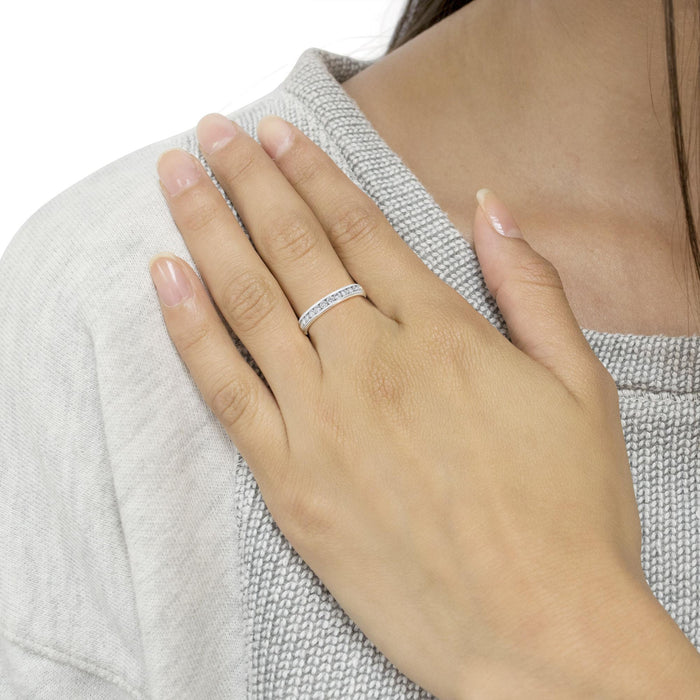 Anillo de banda con diamantes de 1/2 ct. p.t. en oro blanco de 14K, foto 3