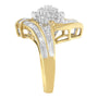 Anillo bypass de racimo con diamantes redondos y baguette de 1 ct. p.t. en oro amarillo de 10K, color I-J, claridad I1-I2, foto 6
