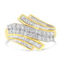 Anillo estilo bypass de 64 piedras de canal con diamantes redondos y baguette de 1 ct. p.t. en oro amarillo de 10K, foto 1