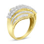 Anillo estilo bypass de 64 piedras de canal con diamantes redondos y baguette de 1 ct. p.t. en oro amarillo de 10K, foto 2